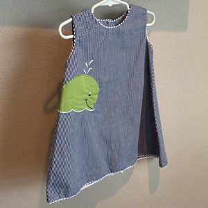 Royal Kidz preppy blue and white gingham whale dress